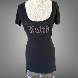 Vintage FAITH Connexion Stretchy Long Sexy Black top